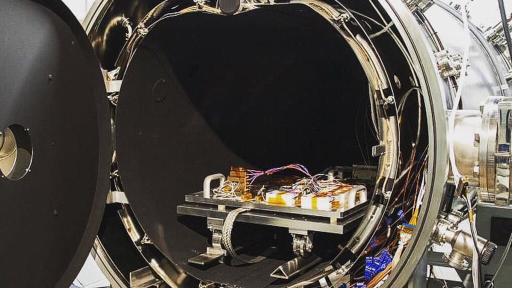 Thermal vacuum chamber testing a magnetometer