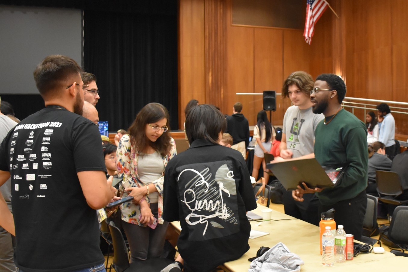 A team of students work at the HackUIowa event 