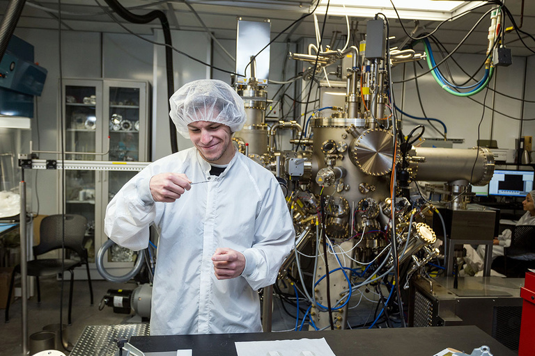 Researcher in the Molecular Beam Epitaxy Laboratory