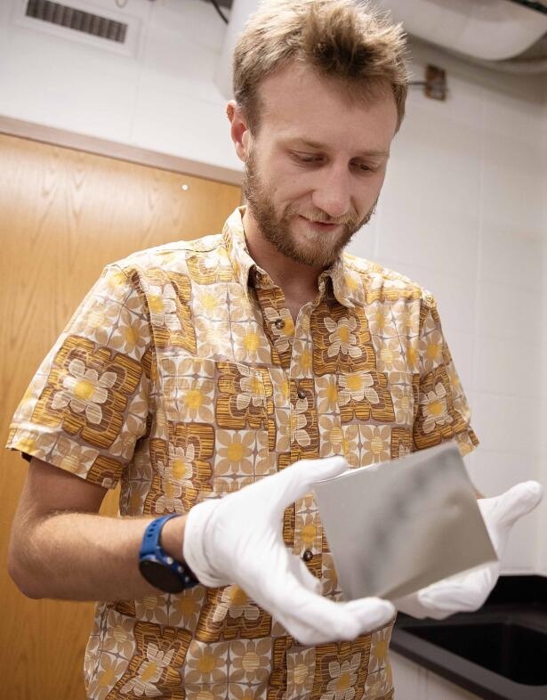 Jacob Payne with mirror