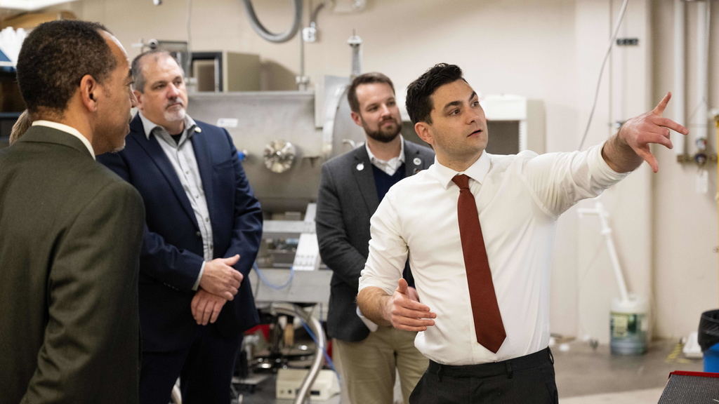 NASA officials visit Casey DeRoo's lab